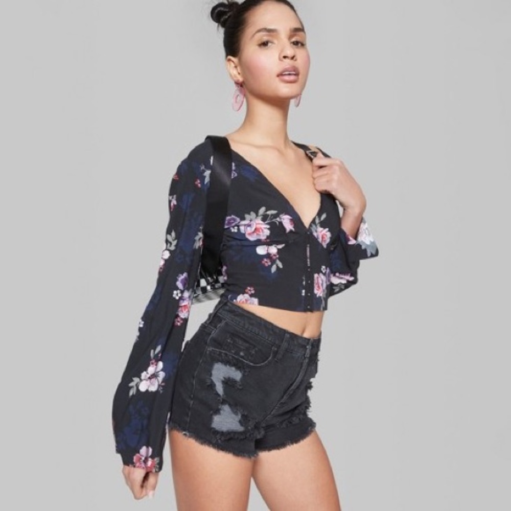 Target long sleeve floral crop top